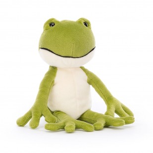 Jellycat Finnegan Frog Velvety bright green and cream plush